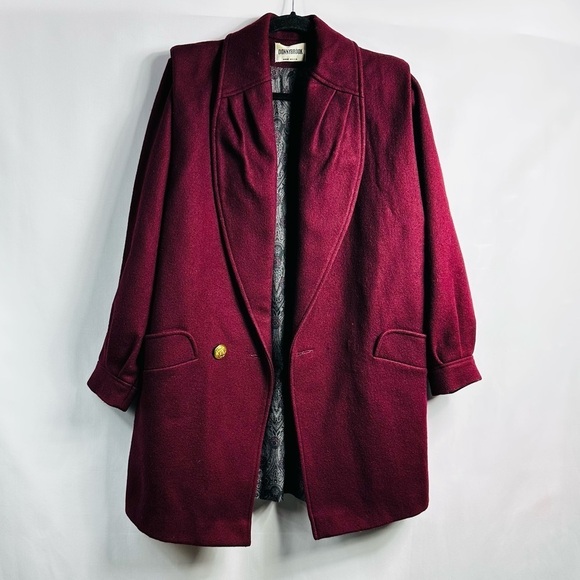 Vintage DonnyBrook 80% Wool Women’s Sz 10 Burgundy Pea Coat - Picture 2 of 12